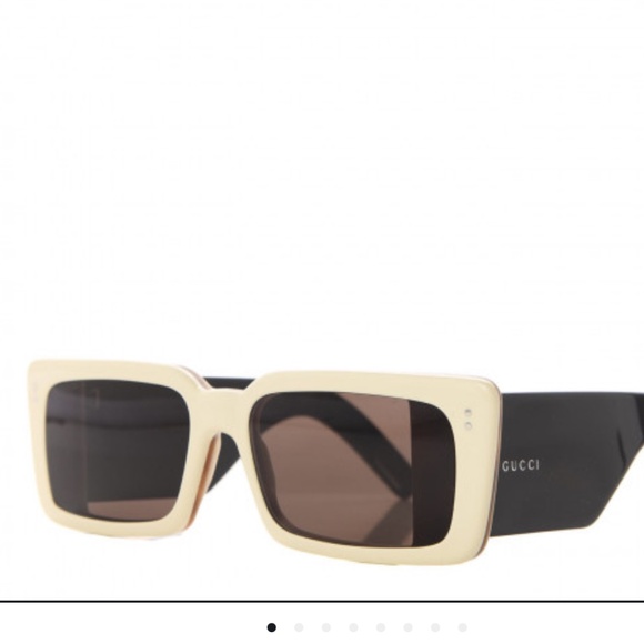 GUCCI  Acetate Rectangular Flap GG0543S Sunglasses White Black - Picture 1 of 7